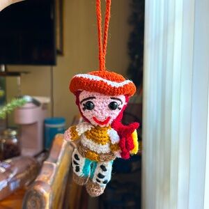 small 7” jessie from toy story 👢🤎 hand-made crotchet car decor